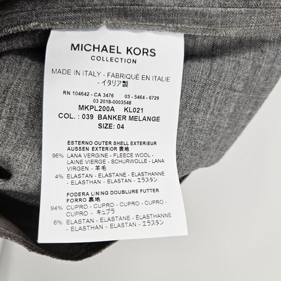 Michael Kors Collection Pants Gray Wool Blend Elastic Waist Straight Trousers 4 - Picture 5 of 6